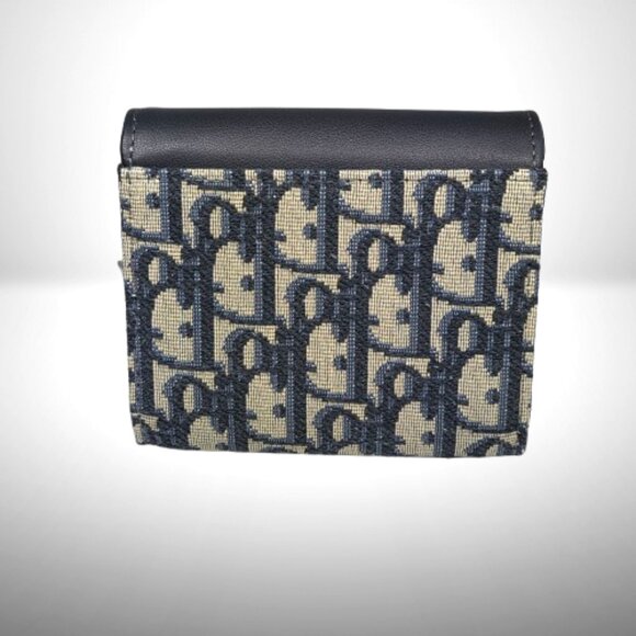 Dior Saddle Lotus Wallet in Blue Oblique Jacquard and Smooth Calfskin - New - Picture 2 of 7